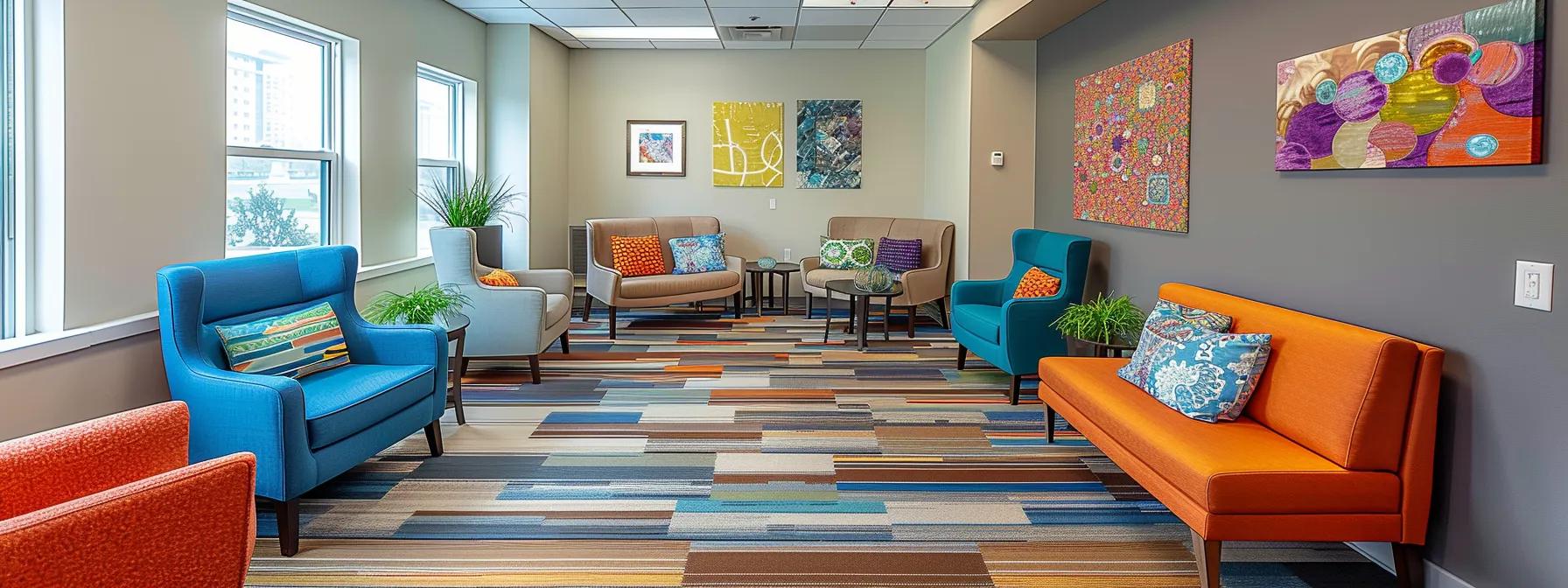 a brightly lit outpatient addiction treatment center in massachusetts features inviting therapy rooms with comfortable seating and inspirational decor, creating a warm and supportive environment for individuals on their recovery journey. a brightly lit outpatient addiction treatment center in massachusetts features inviting therapy rooms with comfortable seating and inspirational decor, creating a warm and supportive environment for individuals on their recovery journey.