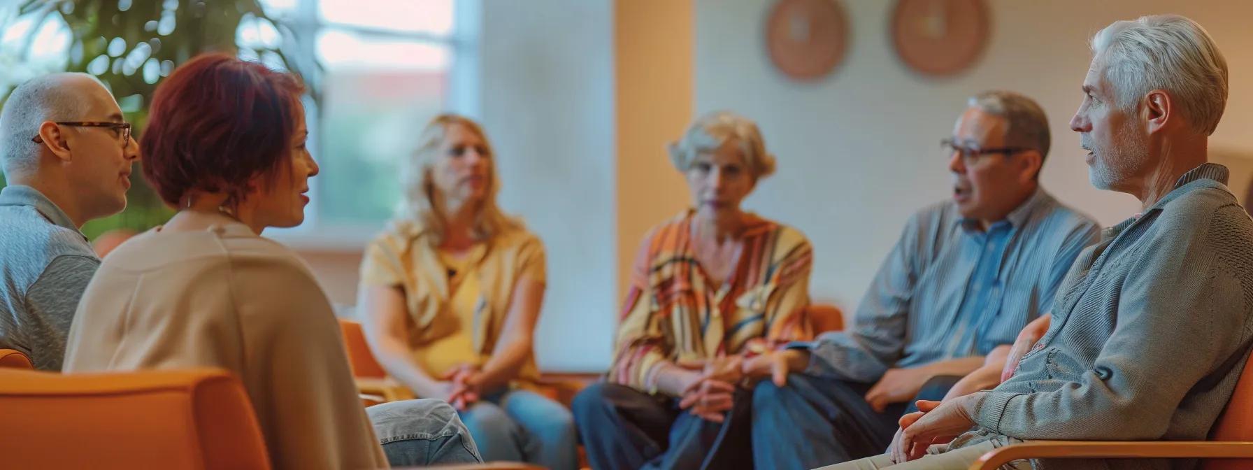 a warm, inviting group therapy session unfolds in a modern massachusetts treatment center, with compassionate faces engaged in deep conversation, highlighting the supportive community essential for addiction recovery. a warm, inviting group therapy session unfolds in a modern massachusetts treatment center, with compassionate faces engaged in deep conversation, highlighting the supportive community essential for addiction recovery.